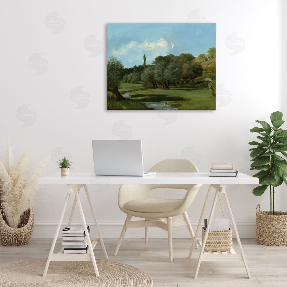 one1000paintings Classical Green Field Landscape Canvas Wall Art Print in Room