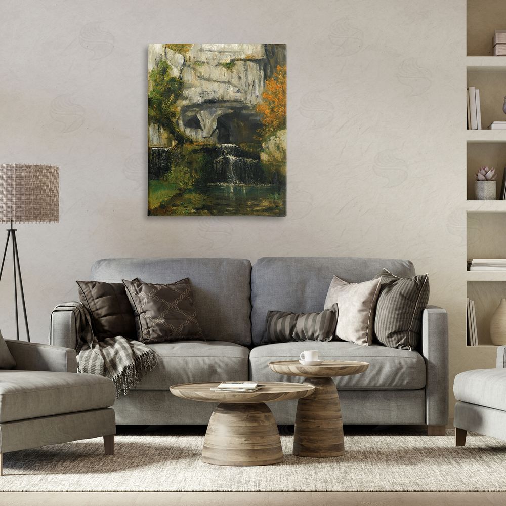one1000paintings Classic Courbet Waterfall Canvas Wall Art Print in Room