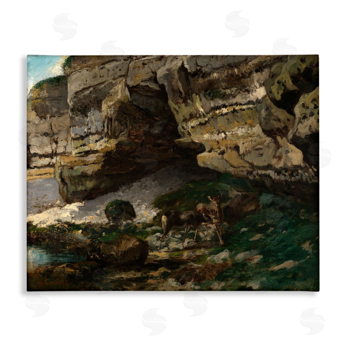one1000paintings Classic Courbet Cliff Landscape Canvas Wall Art Print