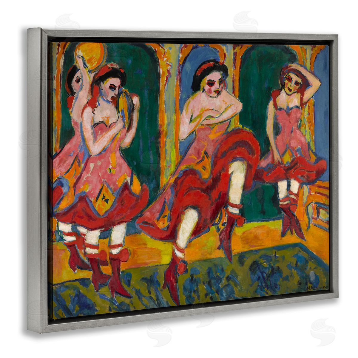one1000paintings Classic Czardas Dancers Gray Floating Frame Canvas Wall Art Print