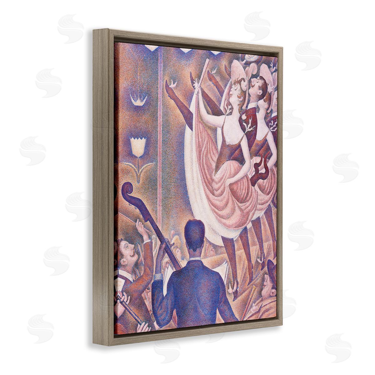 one1000paintings Classic Seurat Dancers Brown Floating Frame Canvas Wall Art Print