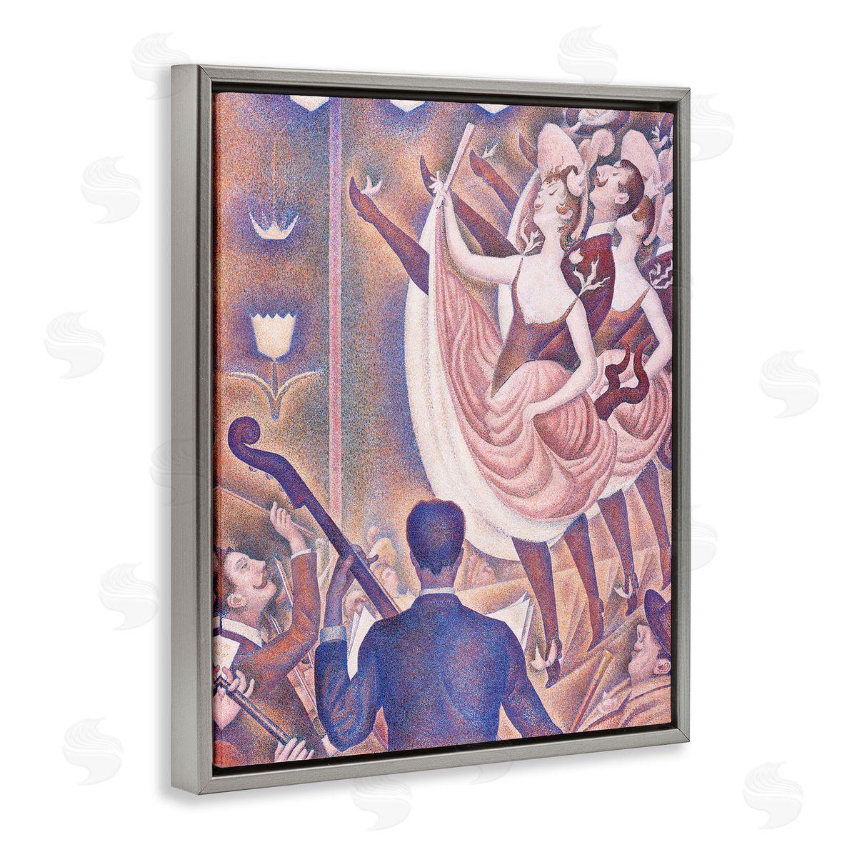 one1000paintings Classic Seurat Dancers Gray Floating Frame Canvas Wall Art Print
