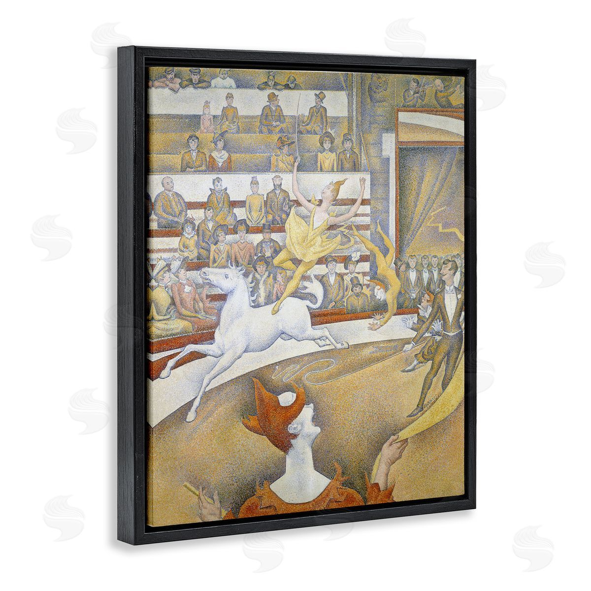 one1000paintings Classic Seurat Circus Black Floating Frame Canvas Wall Art Print