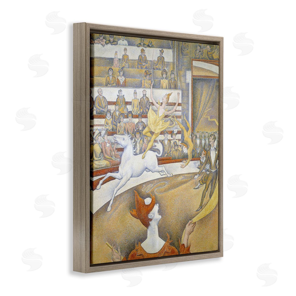 one1000paintings Classic Seurat Circus Brown Floating Frame Canvas Wall Art Print