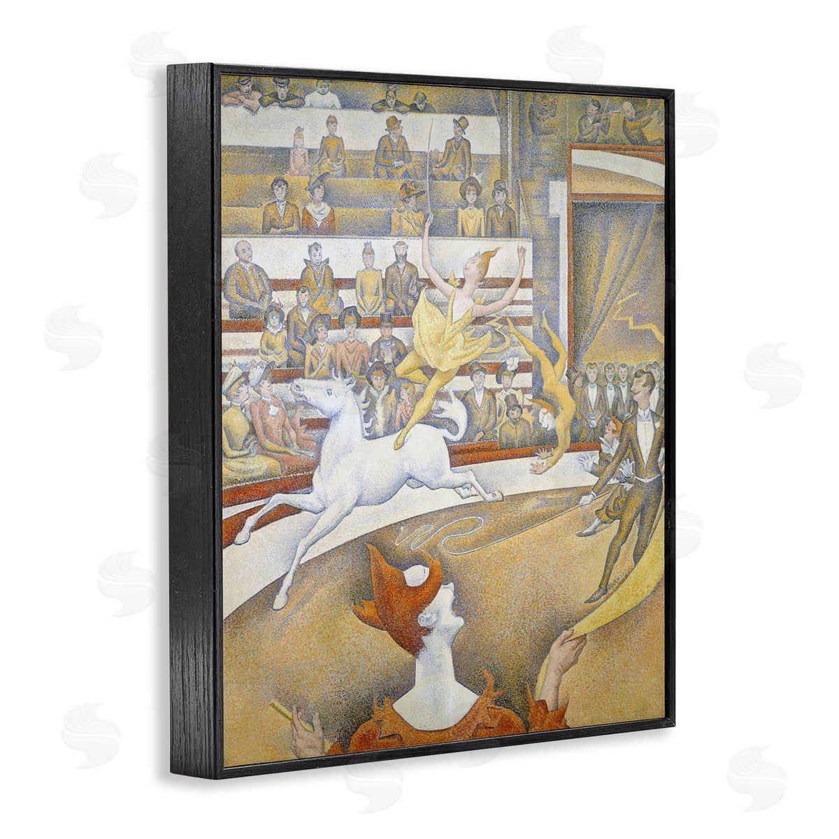one1000paintings Classic Seurat Circus Black Framed Giclee Wall Art Print