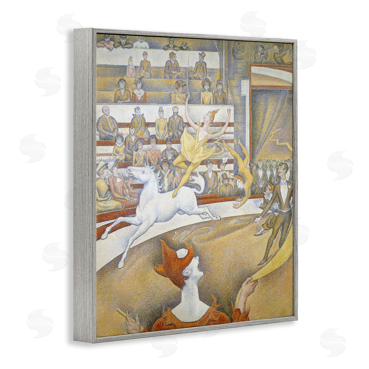 one1000paintings Classic Seurat Circus Gray Framed Giclee Wall Art Print