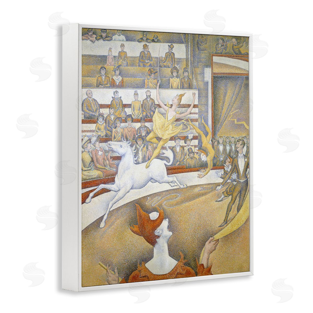one1000paintings Classic Seurat Circus White Framed Giclee Wall Art Print