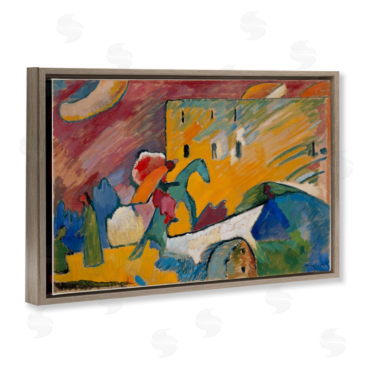 one1000paintings Kandinsky Improvisation Classic Brown Floating Frame Canvas Wall Art Print