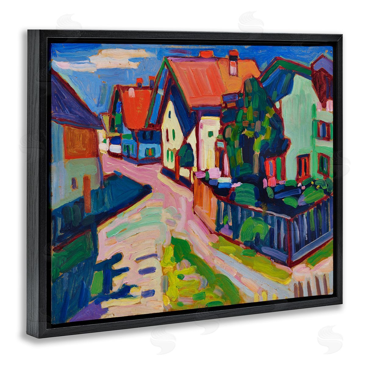 one1000paintings Kandinsky Murnau Landscape Black Floating Frame Canvas Wall Art Print