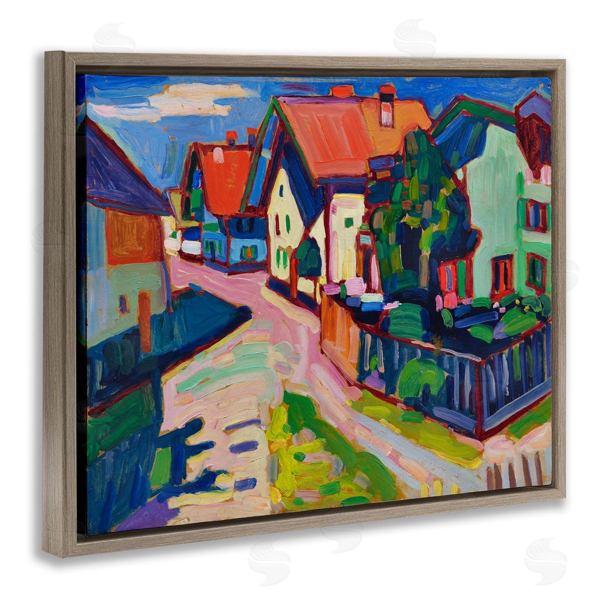 one1000paintings Kandinsky Murnau Landscape Brown Floating Frame Canvas Wall Art Print