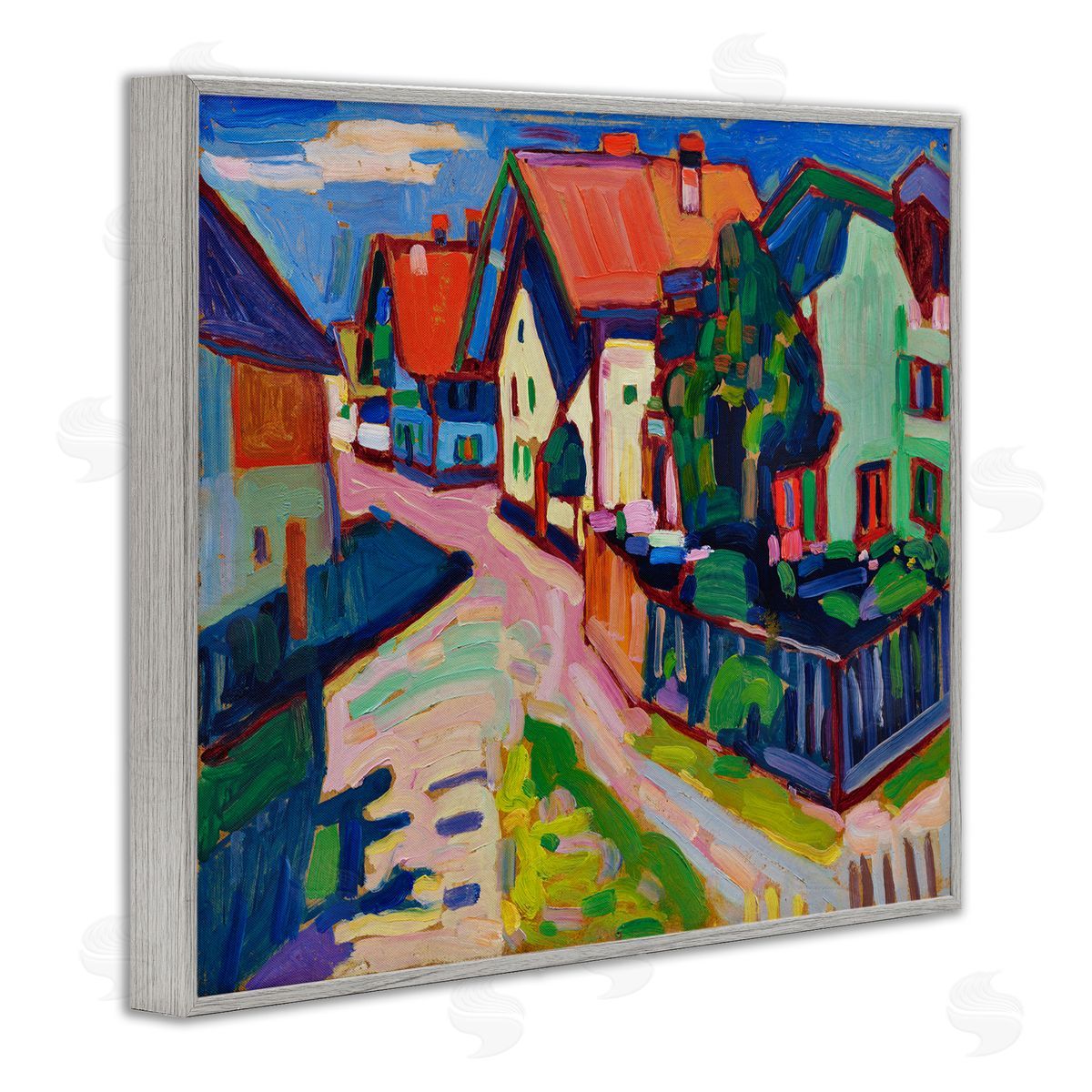 one1000paintings Kandinsky Murnau Landscape Gray Framed Giclee Wall Art Print