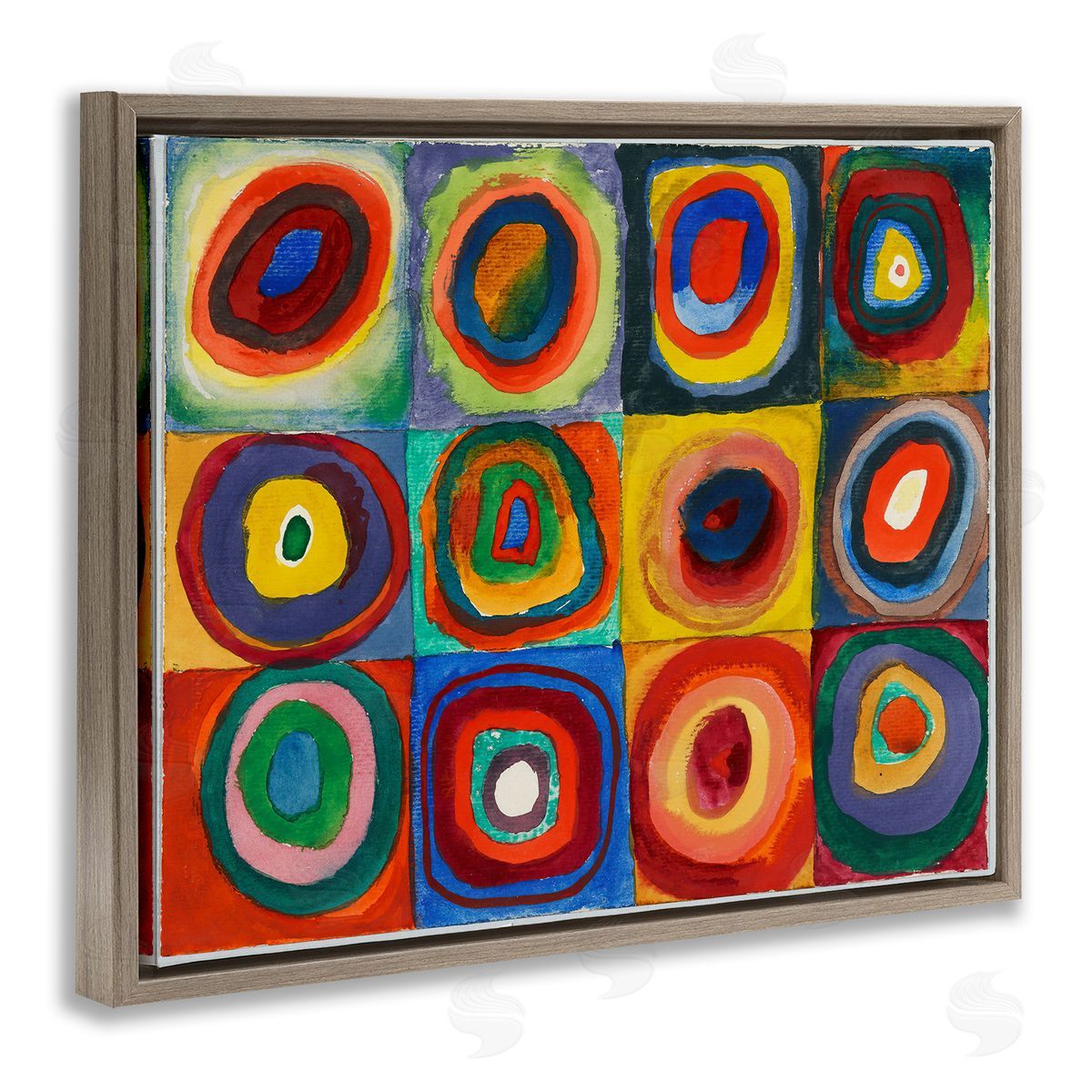 one1000paintings Kandinsky Classic Circles Brown Floating Frame Canvas Wall Art Print