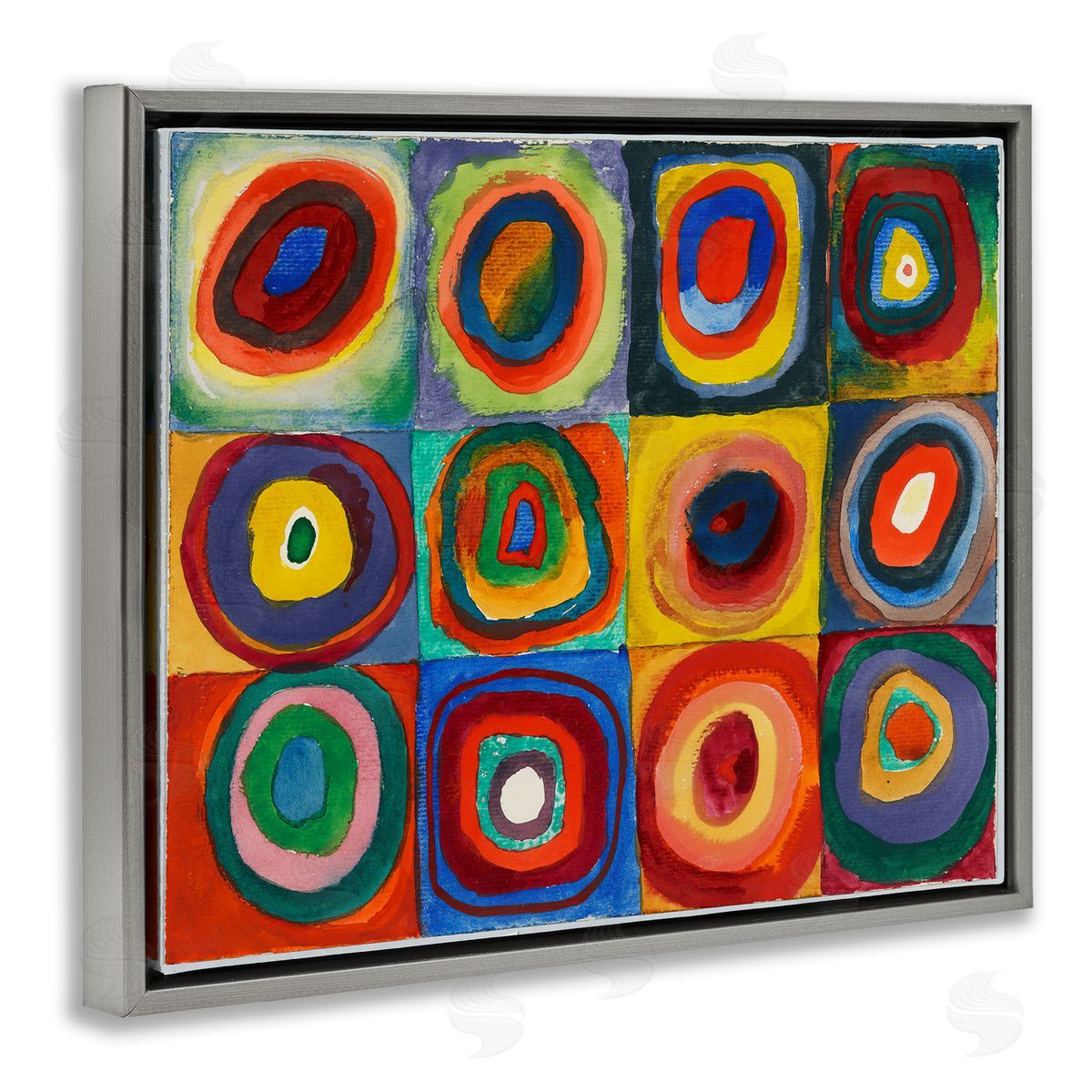 one1000paintings Kandinsky Classic Circles Gray Floating Frame Canvas Wall Art Print
