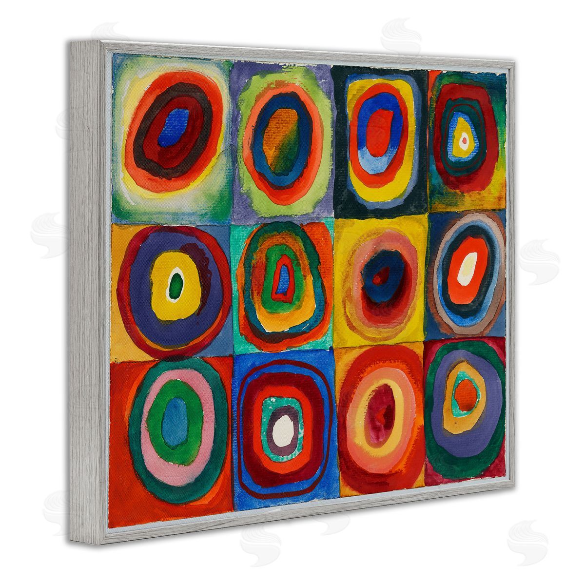 one1000paintings Kandinsky Classic Circles Gray Framed Giclee Wall Art Print