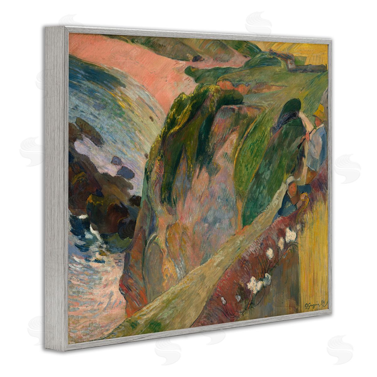 one1000paintings Classic Gauguin Above The Sea Gray Framed Giclee Wall Art Print