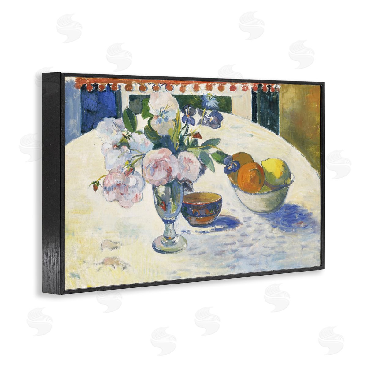one1000paintings Classic Gauguin Flowers & Fruit Bowl Black Framed Giclee Wall Art Print