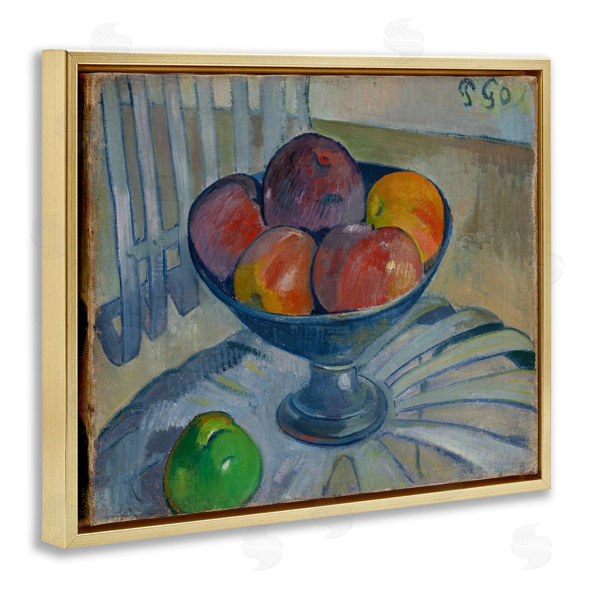 one1000paintings Classic Fruit Dish on Garden Chair Gold Floating Frame Canvas Wall Art Print