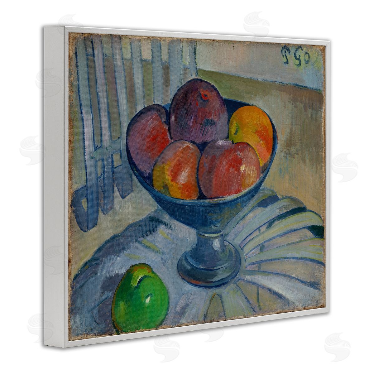 one1000paintings Classic Fruit Dish on Garden Chair White Framed Giclee Wall Art Print
