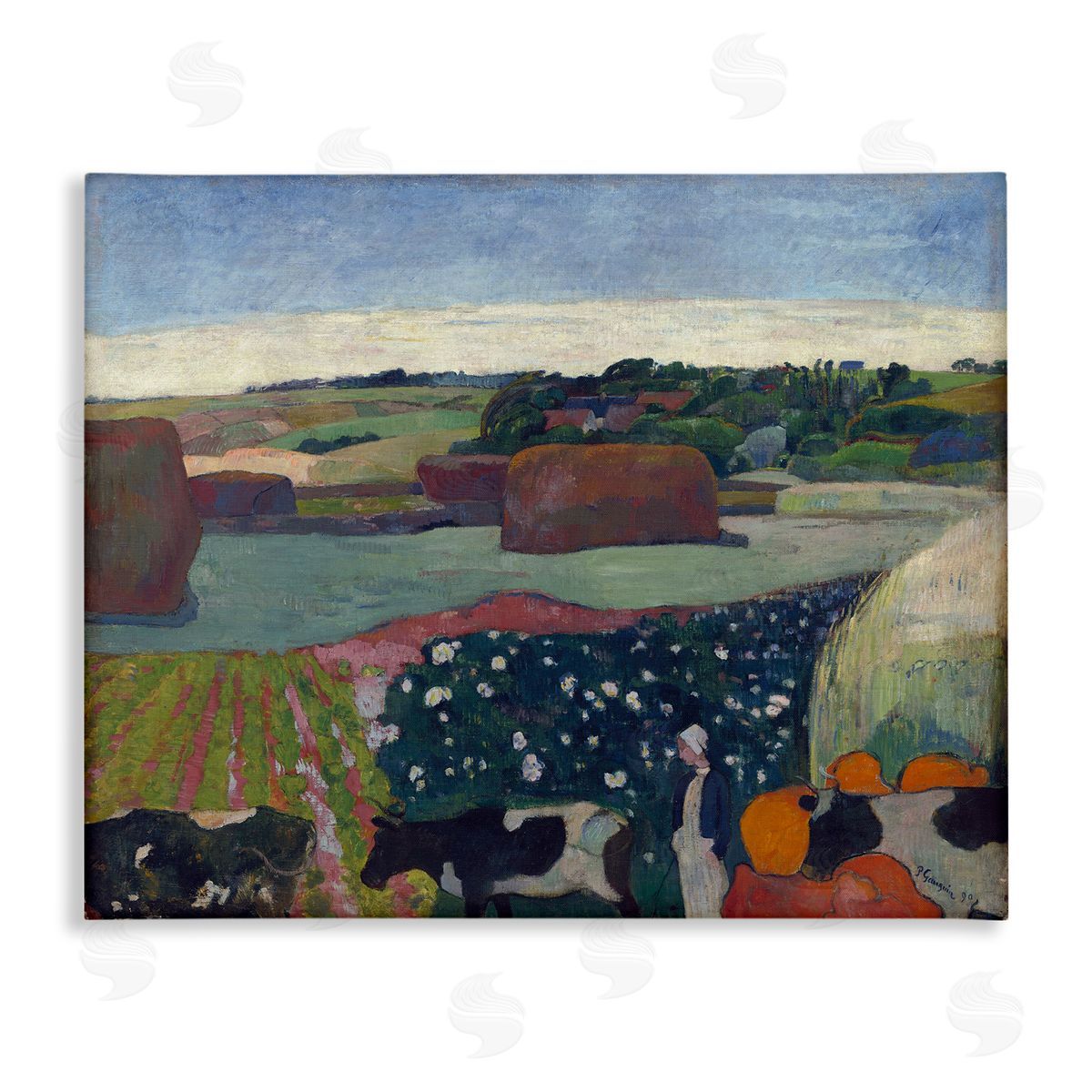 one1000paintings Classic Haystacks in Brittany Canvas Wall Art Print