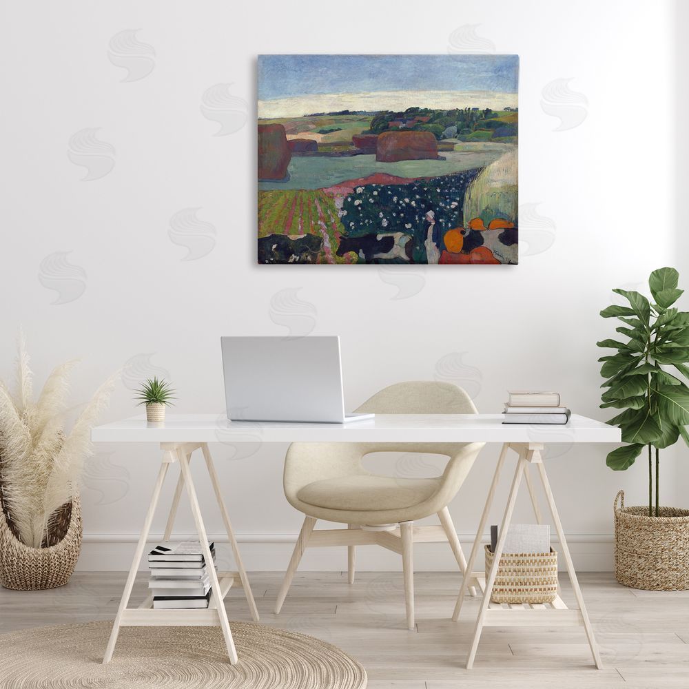 one1000paintings Classic Haystacks in Brittany Canvas Wall Art Print in Room
