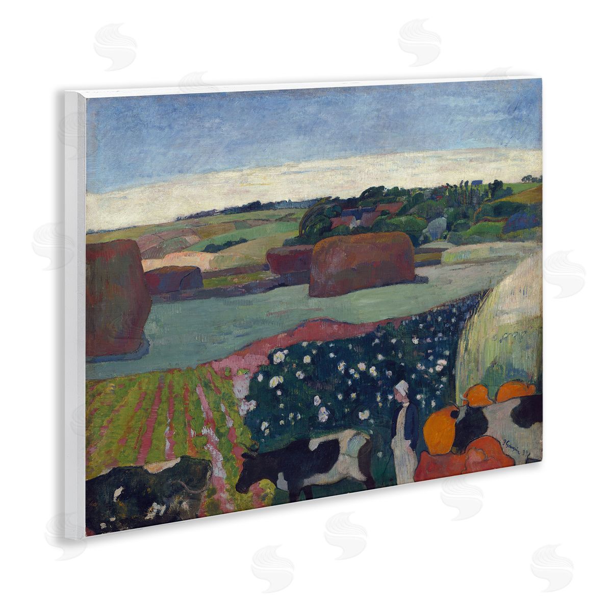 one1000paintings Classic Haystacks in Brittany Wooden Wall Plaque Art Print