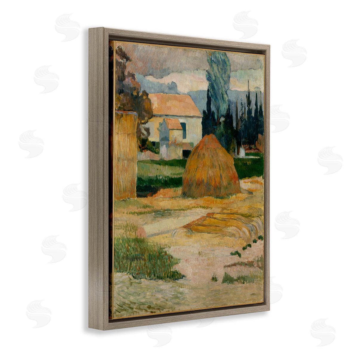 one1000paintings Gauguin Classical Landscape Brown Floating Frame Canvas Wall Art Print