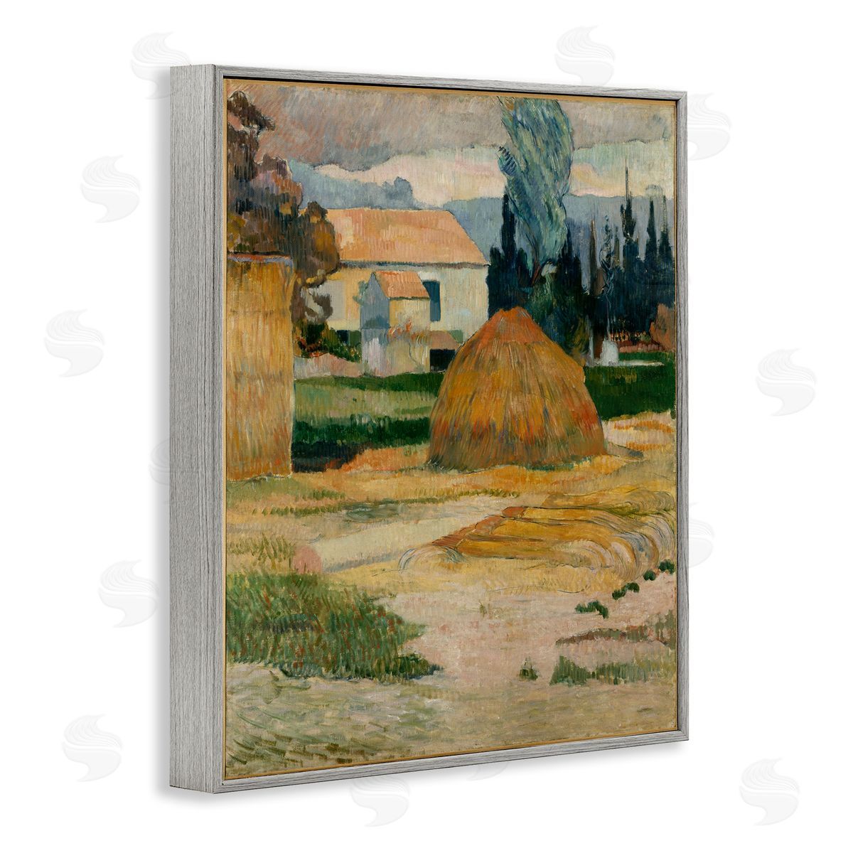 one1000paintings Gauguin Classical Landscape Gray Framed Giclee Wall Art Print
