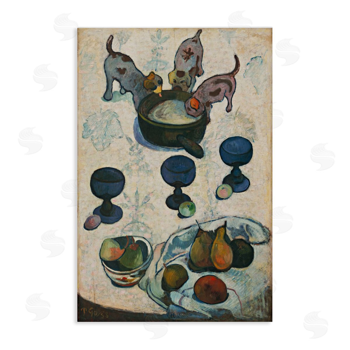 one1000paintings Classical Still Life Three Puppies Canvas Wall Art Print