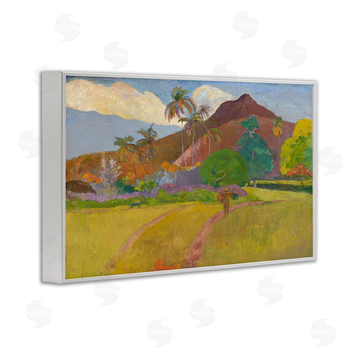 one1000paintings Classic Tahitian Landscape White Framed Giclee Wall Art Print
