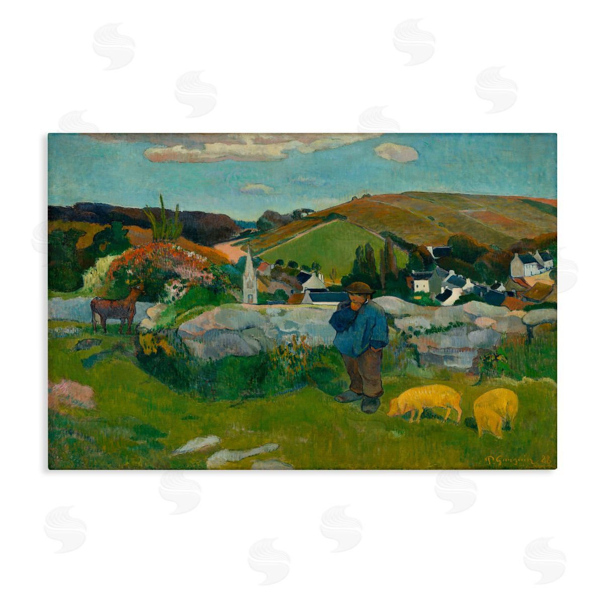 one1000paintings Classic Gauguin Swineherd Canvas Wall Art Print