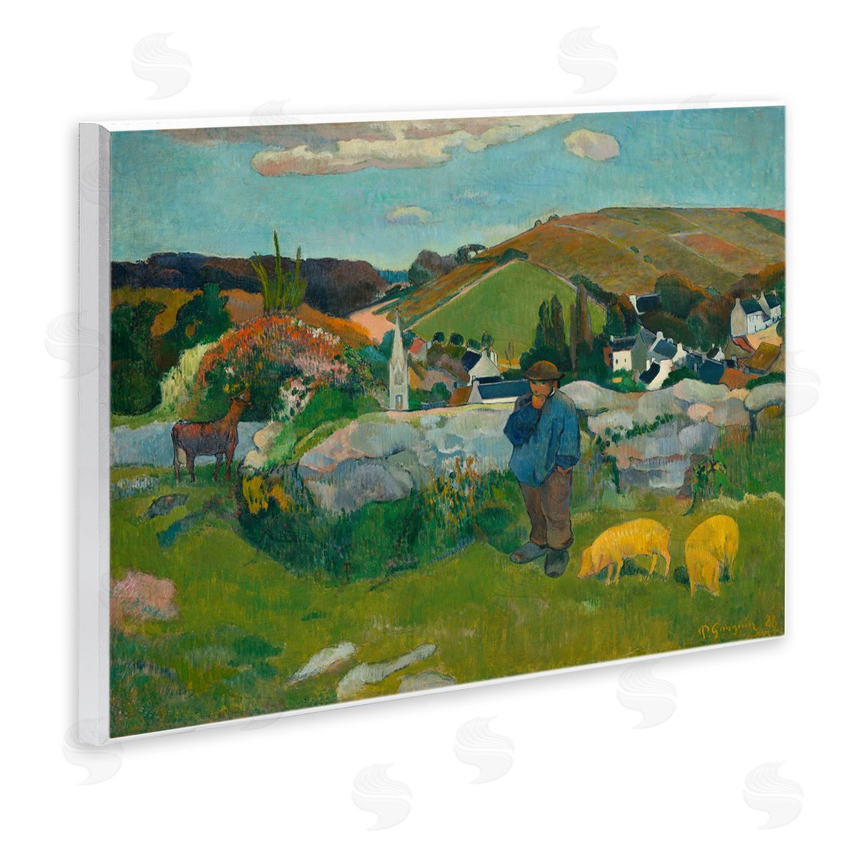 one1000paintings Classic Gauguin Swineherd Wooden Wall Plaque Art Print