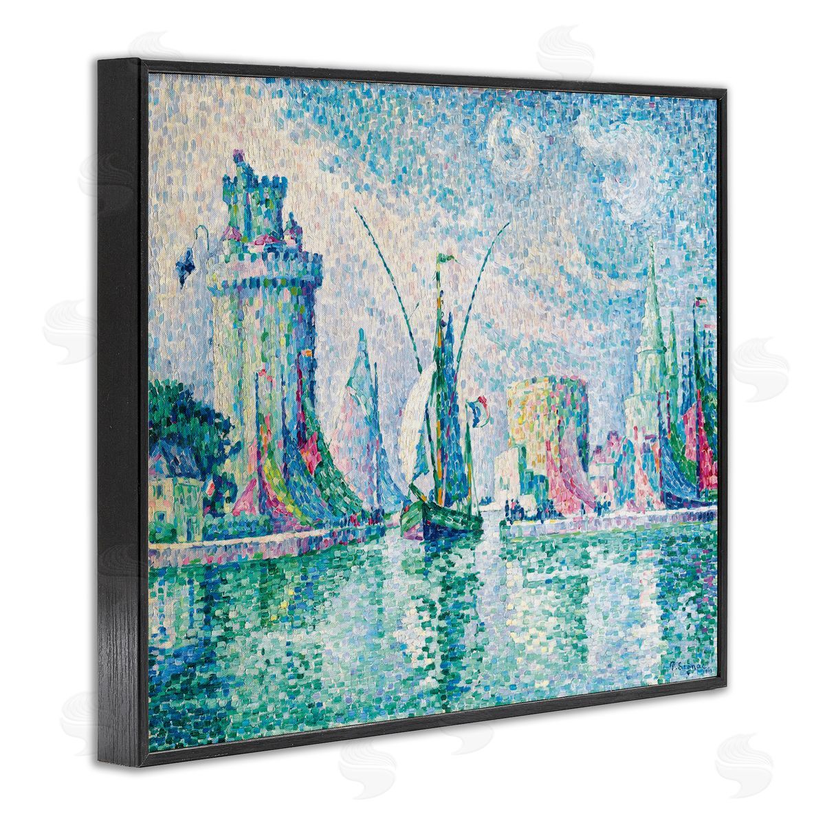 one1000paintings La Rochelle Classical Signac Black Framed Giclee Wall Art Print