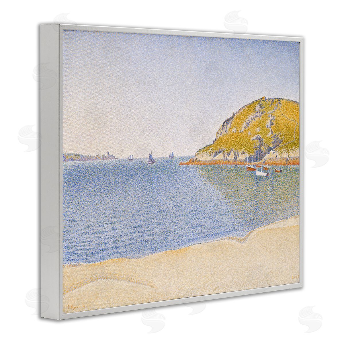 one1000paintings Classical Signac Port Painting White Framed Giclee Wall Art Print