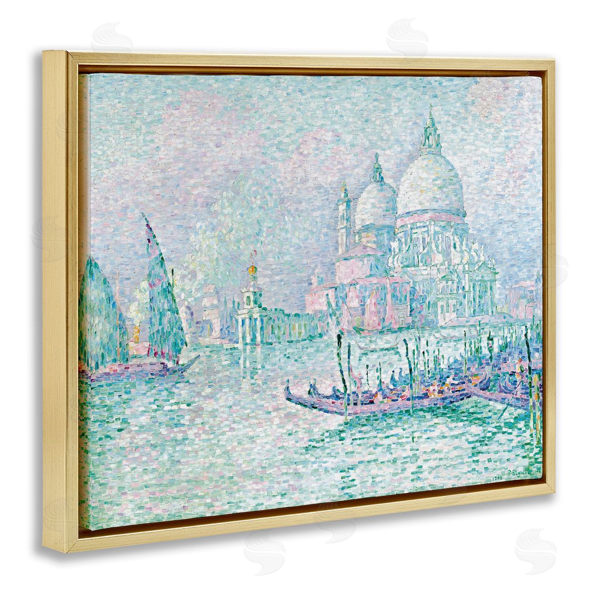 one1000paintings Classical Venice Signac Painting Gold Floating Frame Canvas Wall Art Print
