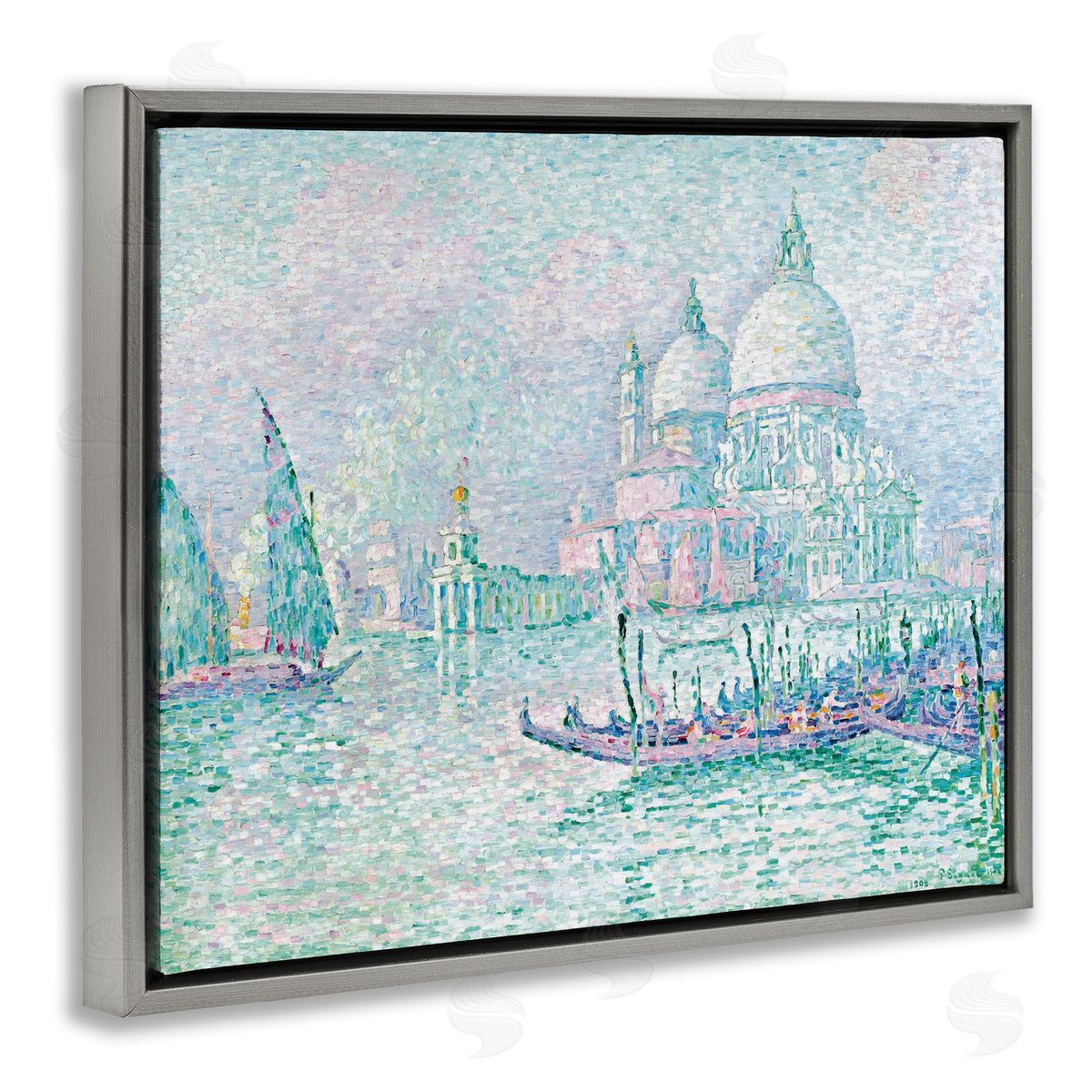 one1000paintings Classical Venice Signac Painting Gray Floating Frame Canvas Wall Art Print