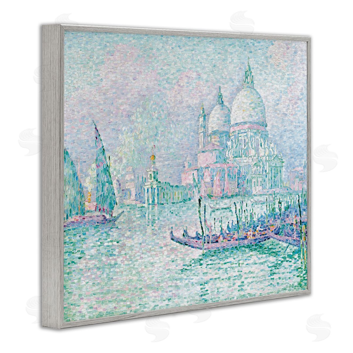one1000paintings Classical Venice Signac Painting Gray Framed Giclee Wall Art Print