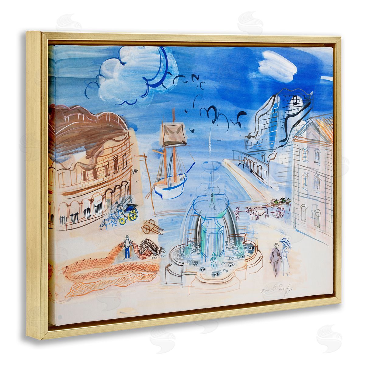 one1000paintings Classical Raoul Dufy Composition Gold Floating Frame Canvas Wall Art Print
