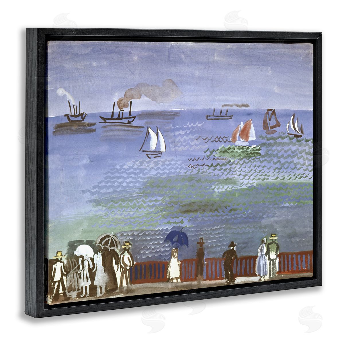 one1000paintings Classic Raoul Dufy Nautical Scene Black Floating Frame Canvas Wall Art Print