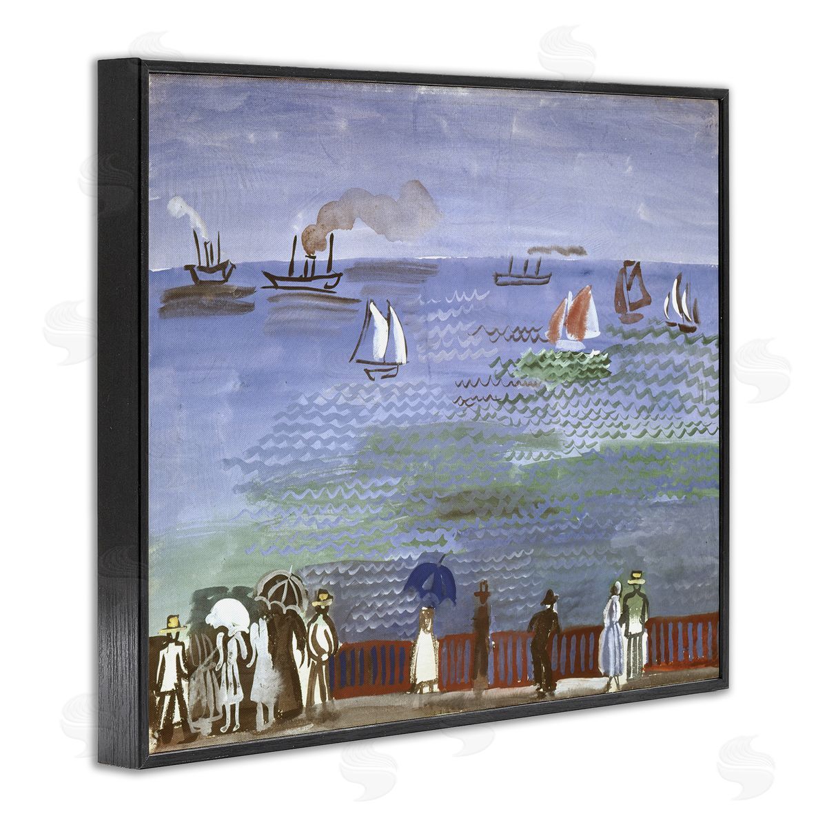 one1000paintings Classic Raoul Dufy Nautical Scene Black Framed Giclee Wall Art Print