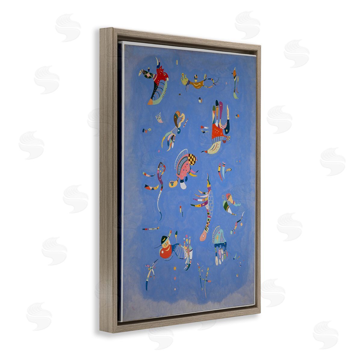 one1000paintings Kandinsky Sky Blue Painting Brown Floating Frame Canvas Wall Art Print