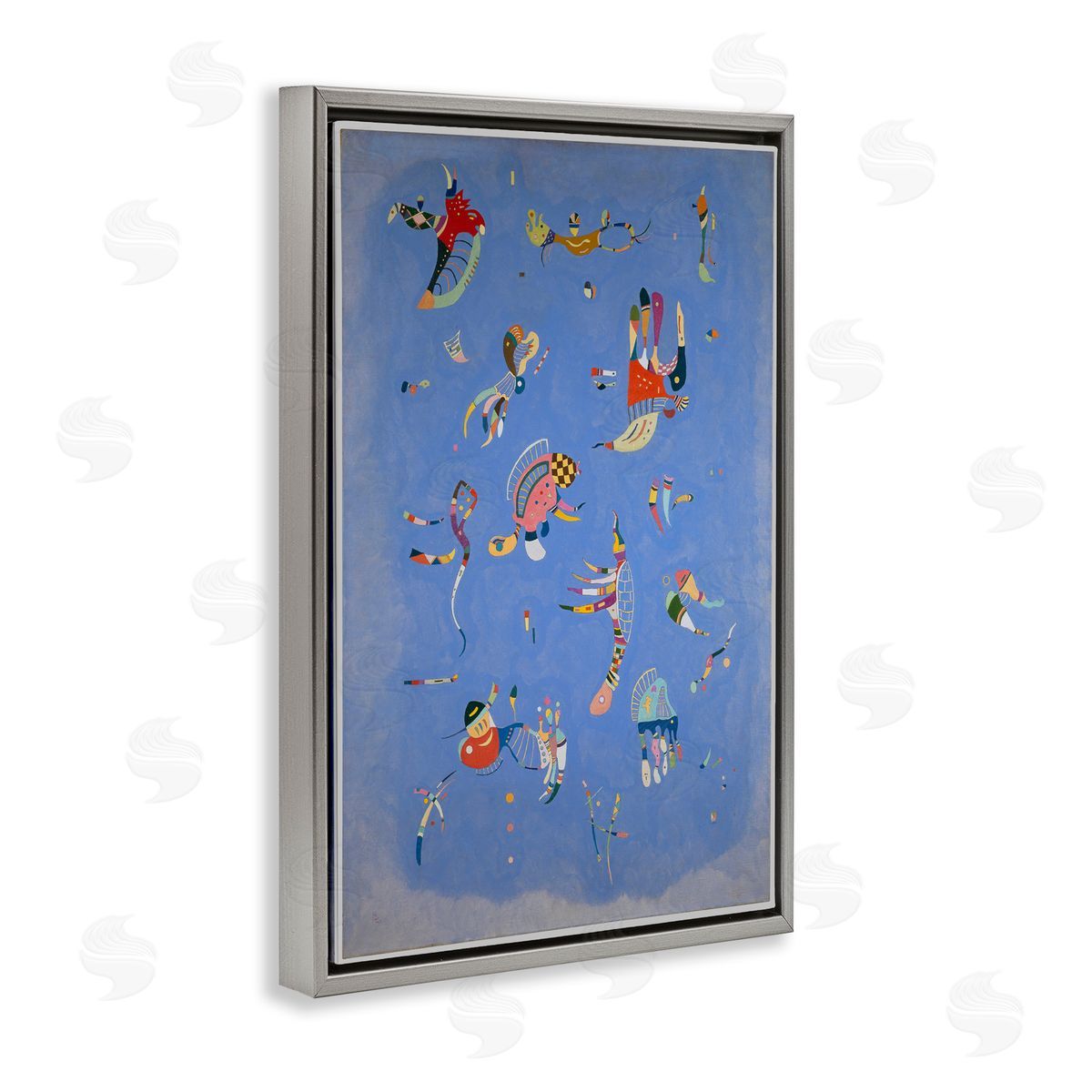 one1000paintings Kandinsky Sky Blue Painting Gray Floating Frame Canvas Wall Art Print