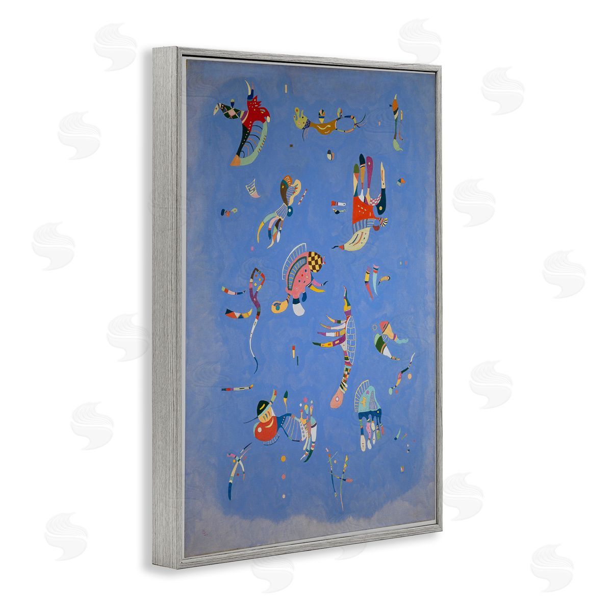 one1000paintings Kandinsky Sky Blue Painting Gray Framed Giclee Wall Art Print