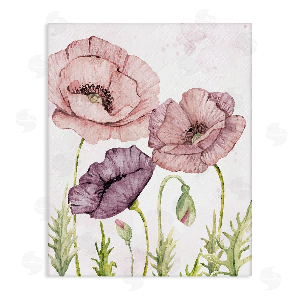 Kim Allen Soft Pastel Poppy Garden Canvas Wall Art Print