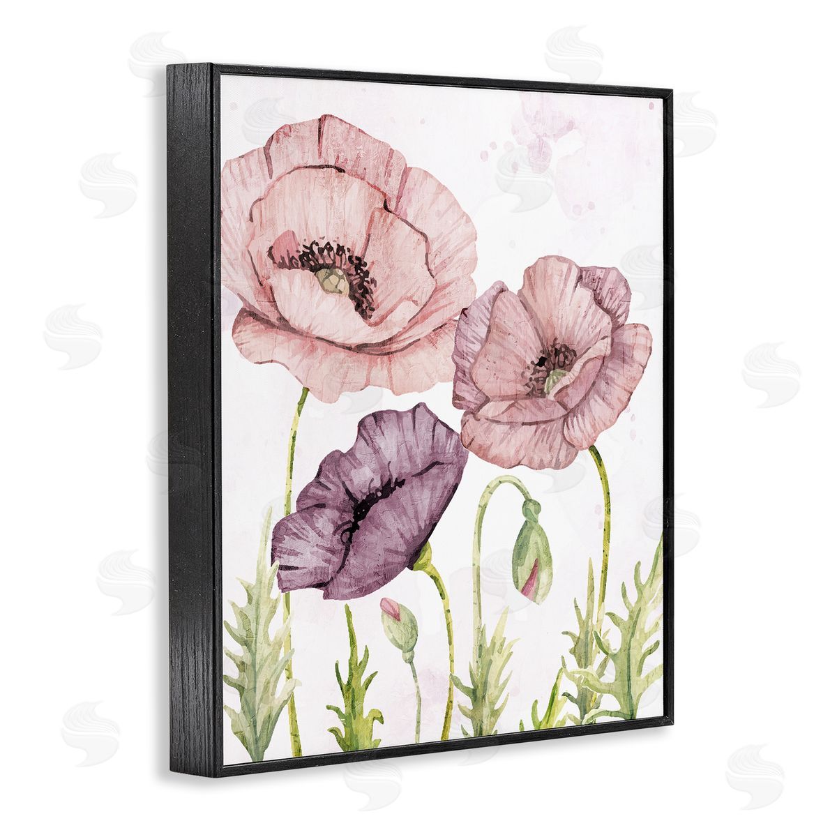 Kim Allen Soft Pastel Poppy Garden Black Framed Giclee Wall Art Print