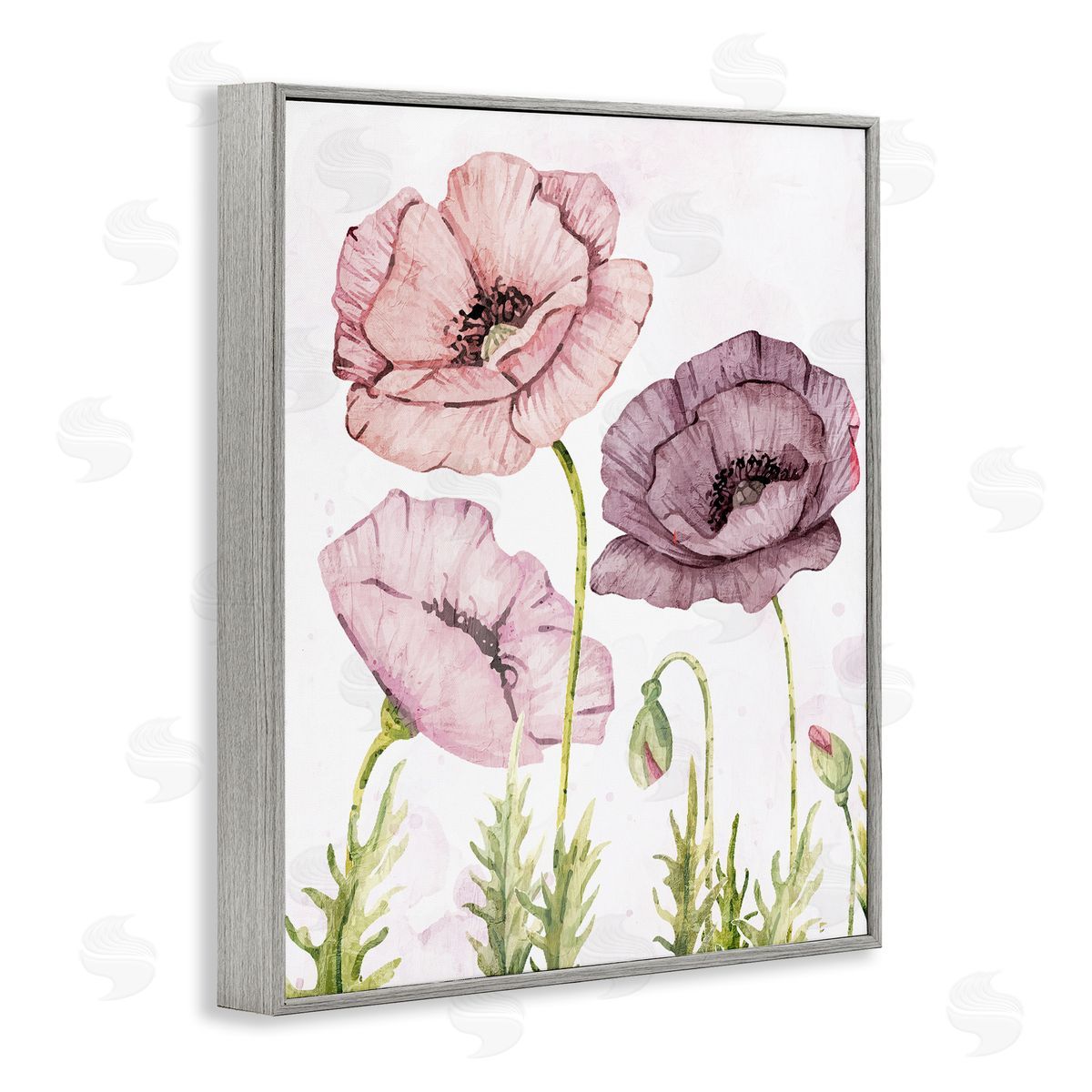 Kim Allen Poppies Trio in Garden Gray Framed Giclee Wall Art Print