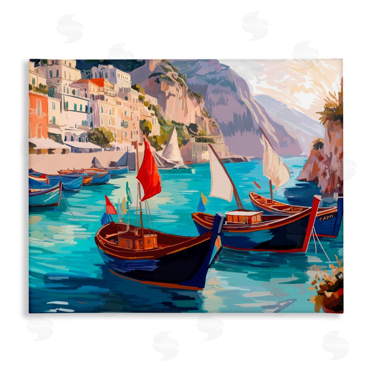 Amelia Noyes Capri Boat Marina View Canvas Wall Art Print