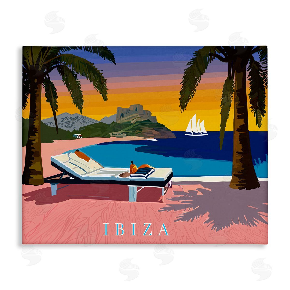 Amelia Noyes Ibiza Tropical Beach View Canvas Wall Art Print