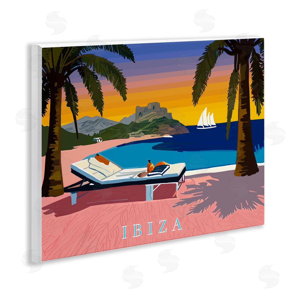 Amelia Noyes Ibiza Tropical Beach View Wooden Wall Plaque Art Print