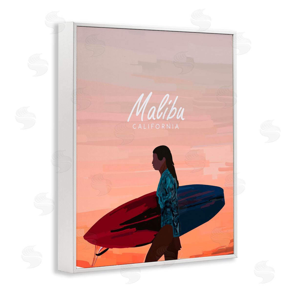Amelia Noyes Malibu Surfer Girl White Framed Giclee Wall Art Print