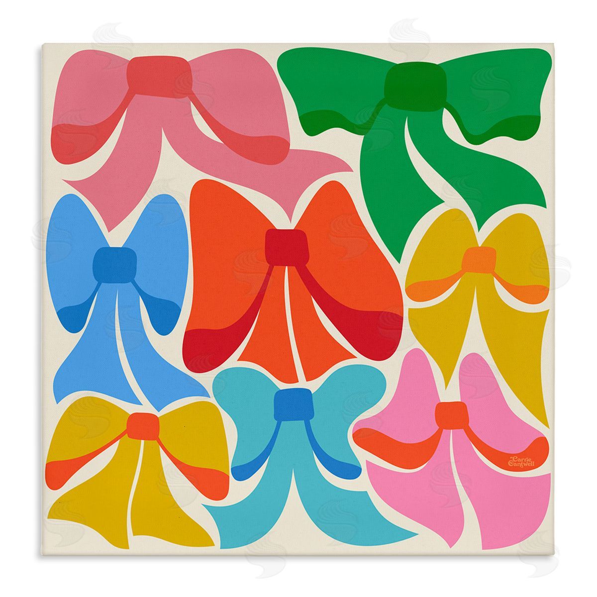 Carrie Cantwell Rainbow Bows Ribbon Shapes Canvas Wall Art Print